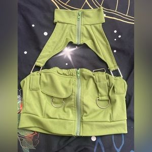 Zip up green crop top